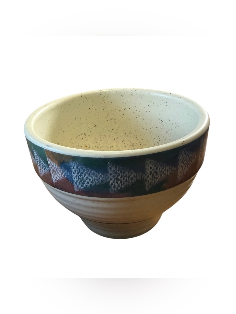 Vintage Treasure Craft Horizon Bowl Ribbed Southwestern Blue Terra Cotta Green